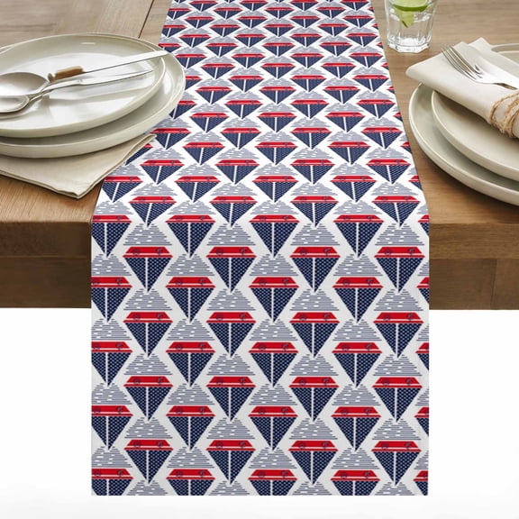 Coastal Anchor Table Runner 13x36 inch Star Ships and Lines Cotton Linen Dining Table Runner Ideal for Dresser Kitchen Coffee Tables - Machine Washable