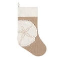 thumbnail image 1 of Coastal Appliqued Sand Dollar Icon Burlap Fabric Christmas Holiday Stocking, 1 of 1