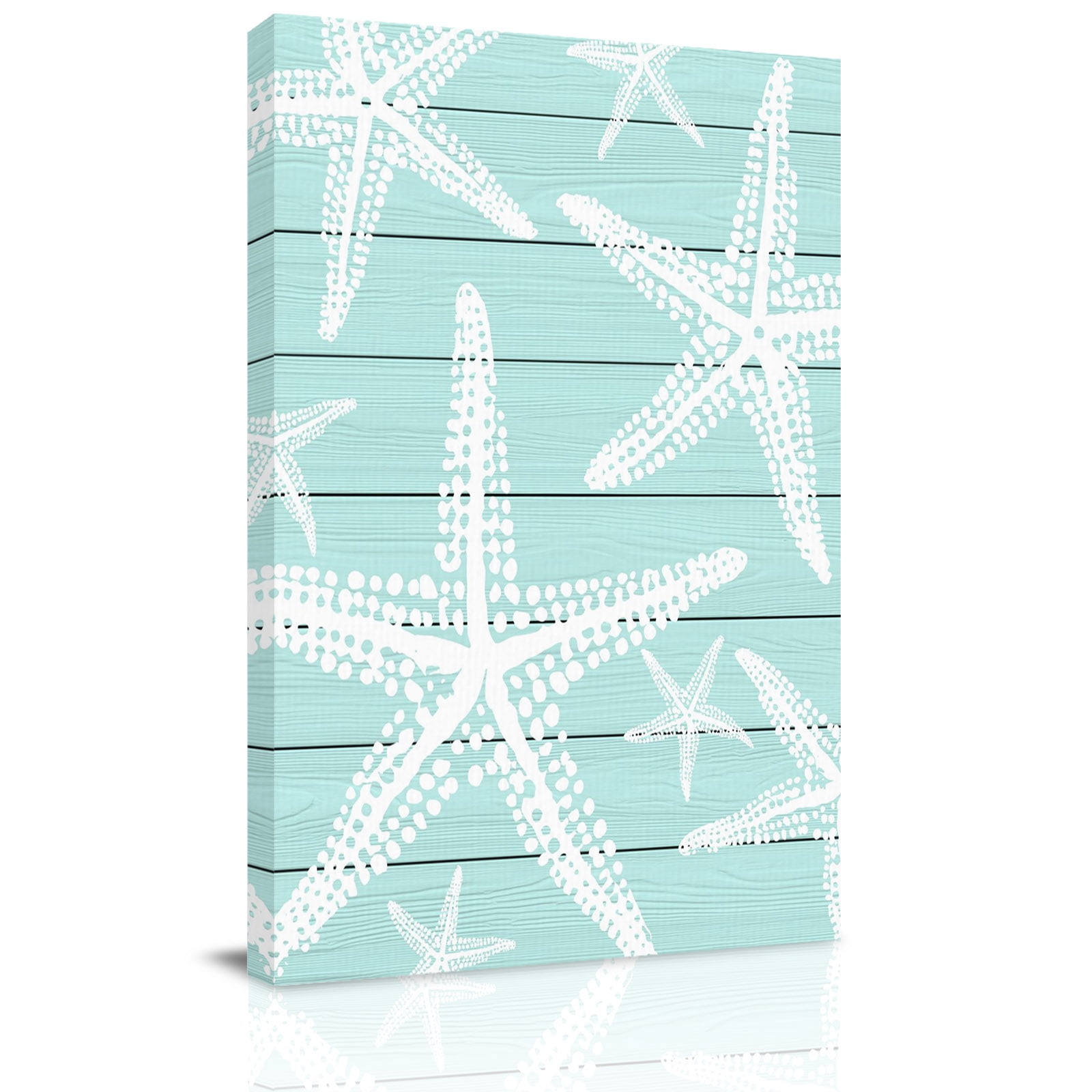 Coastal Aqua Starfish Canvas Wall Art for Living Room, Nautical Ocean ...