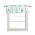 thumbnail image 1 of Coastal Aqua Teal Coral Linen Curtain Valance for Bedroom/Bathroom/Kitchen/Office/Living/Dining Room Windows,Sea Turtle Starfish Shell Seahorse Pocket Topper Drapes Decorative Cafe Drapery 60x18, 1 of 6