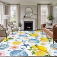 thumbnail image 1 of Coastal Area Rugs 5'x7', Washable Small Throw Rugs for Laundry Room Playroom, Summer Lemon Flower Shell Starfish Nautical Indoor Outdoor Rug Non-Slip Low Pile Carpet Runner Reversible Floor Mats, 1 of 8