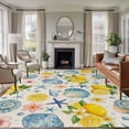 thumbnail image 1 of Coastal Area Rugs 5'x7', Washable Small Throw Rugs for Laundry Room Playroom, Summer Lemon Flower Shell Starfish Rustic Indoor Outdoor Rug Non-Slip Low Pile Carpet Runner Reversible Floor Mats, 1 of 8