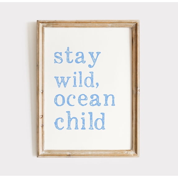 Coastal Baby Blue Wall Art Print Beach Preppy Girls Dorm, Stretched Canvas 12x16in