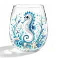 thumbnail image 1 of Coastal Barware,,Seaside Pattern Clear Stemless Wine Tumblers Tropical Summer Cocktail Cups(E4IN), 1 of 5