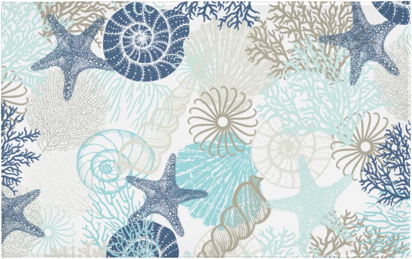 Coastal Bathroom Rugs 20x32 Inch Starfish Seashell Beach Bath Mat ...