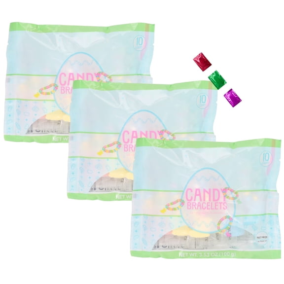 Coastal Bay Colorful Easter Candy Bracelets 3.53 Oz, (30Pc Total, 3 Packs), Fat-Free Individually Wrapped Candy Basket Stuffers, Party Favors Egg Hunt w/ Snoep in Beperkte Oplage
