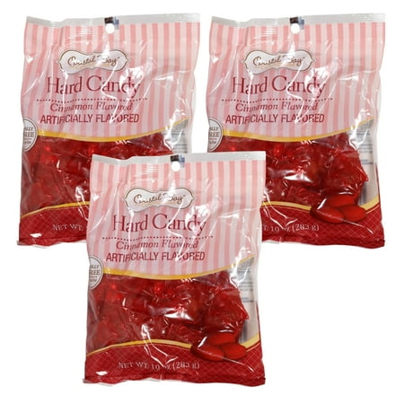 Coastal Bay Confections Cinnamon Flavored Hard Candy Red Individually Wrapped Wrapper Discs Candies for Home Office Candy Bowl Travel Picnic Movie Nights Birthday Holiday Party Favor 10 oz. Pack of 3