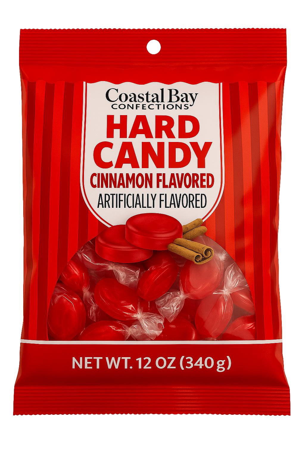 Coastal Bay Confections Classic Spicy Cinnamon Flavored Hard Candy, 12 ...