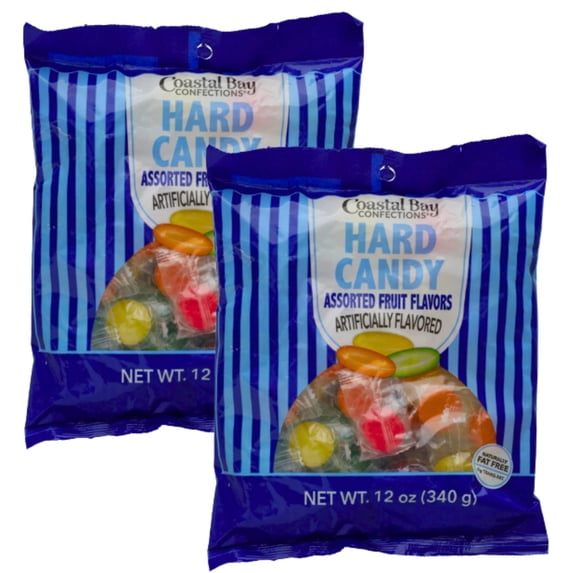 Coastal Bay Confections Fruit Flavored Hard Candy, 12-oz. per Bag Trick or Treat Party Basket Stocking Stuffer Candy Dish Dessert Bars Birthday Halloween Wedding Thanksgiving Parties Pack of 2