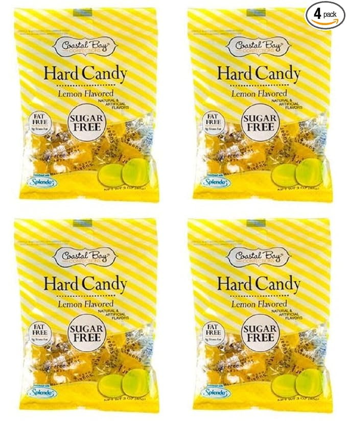 Coastal Bay Confections Hard Candy, Lemon-flavored, Sugar Free,12 Ounces, 4-pk