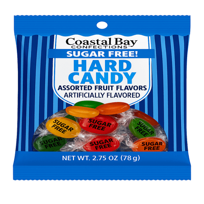Coastal Bay Confections Sugar Free Assorted Fruit Flavors Hard Candy, 2.75 oz Bag