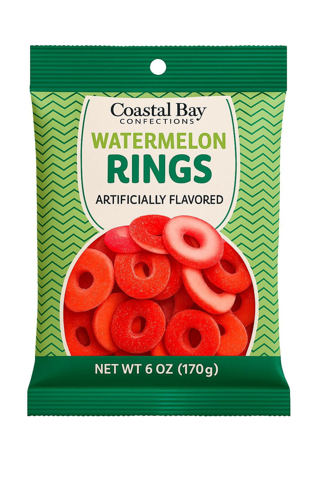 Watermelon Rings Sweets Coastal Bay Confections Sweet & Sour Gummy Watermelon Rings Candy, 4 oz ...