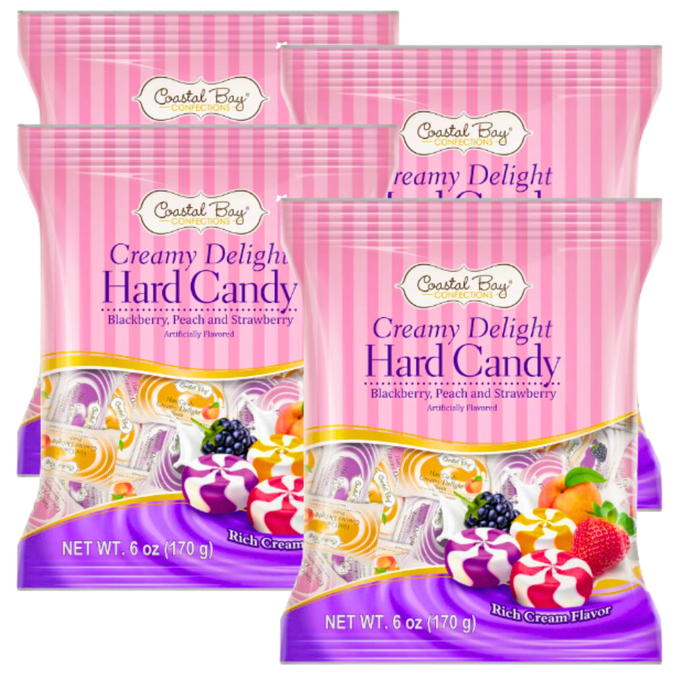 Coastal Bay Creamy Delight Hard Candies 6 oz Blackberry, Peach ...