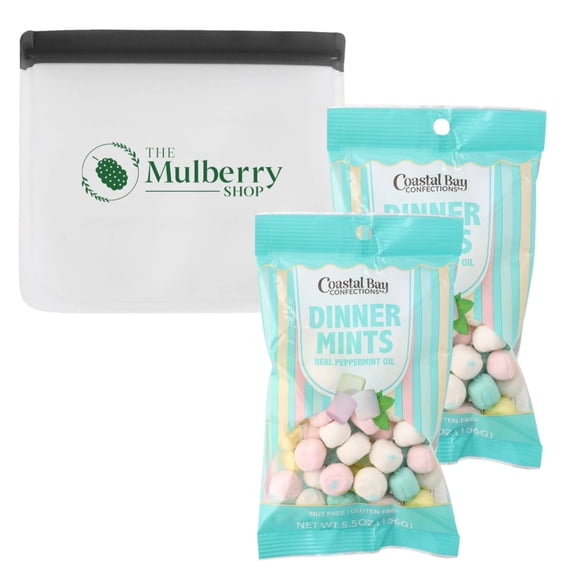 Coastal Bay After Dinner Mints Pastel Buttermints Bundle Includes Confections Melty Peppermint Candy (Pack of 2) With Reusable Snack Bag By The Mulberry Shop