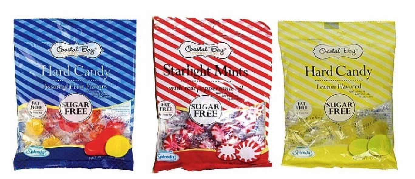 Coastal Bay SUGAR FREE Hard Candy 3Pack Bundle with Peppermint, Lemon