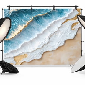 Coastal Beach Backdrop for Photoshoot,Photography Photo Studio Background Wall Backdrop,Nautical Ocean Blue Beige Seaside Back Drop Banner Panel for Portraits Wedding Party Live Streaming Decor 7x5Ft