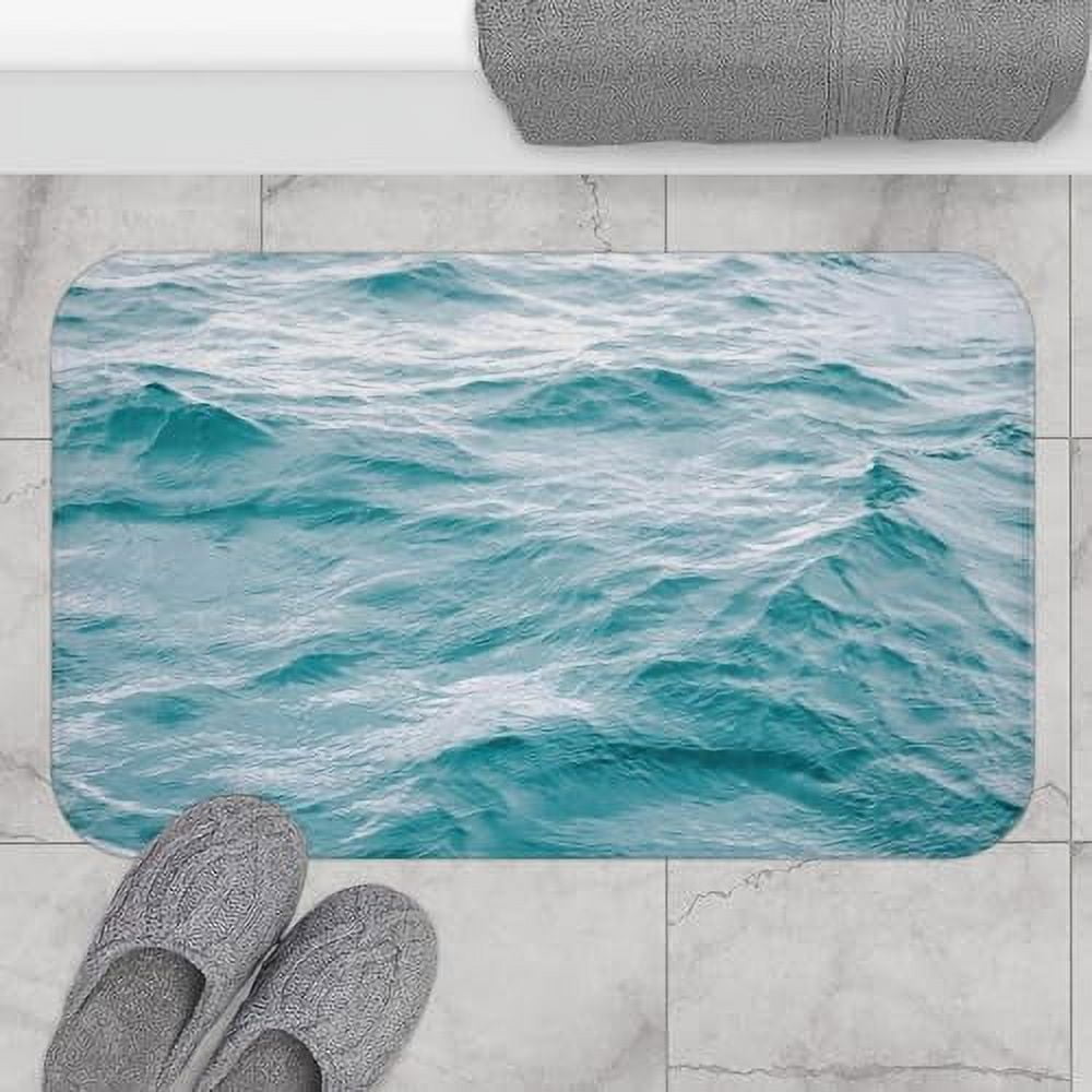 Coastal Beach Bath Mats for Bathroom Decor, Blue Water Texture ...