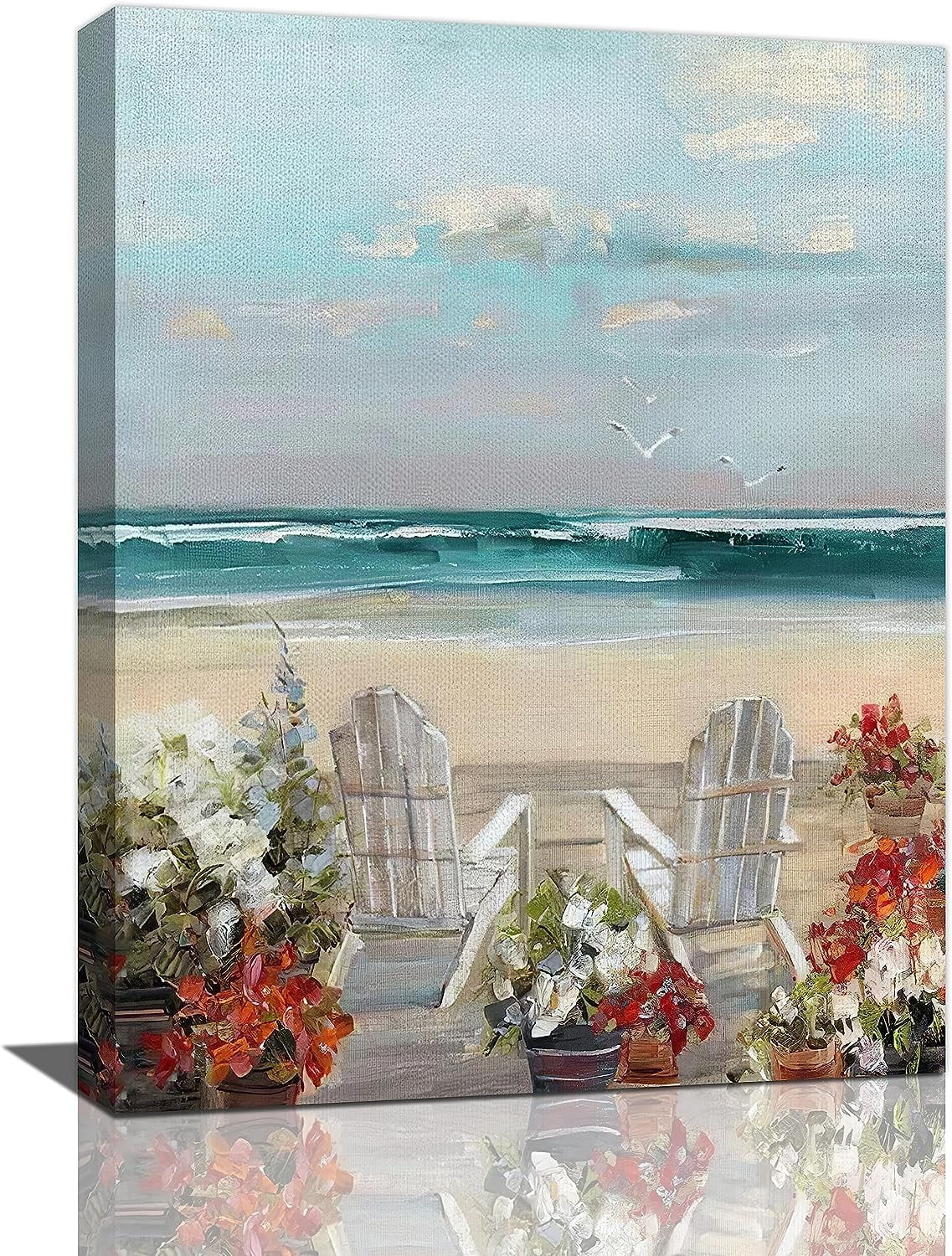 Coastal Beach Bathroom Decor Wall Art Nautical Ocean Bathroom Wall Decor Beach Flowers Pictures ...