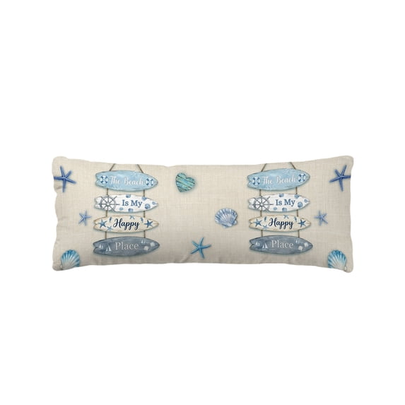 Coastal Beach Body Pillow Cover 20 x 54 Inch Decorative Pillow Cover Ocean Nautical Surfboards Starfish Beige Lumbar Pillowcase Seasonal Rectangle Cushion Case for Couch Sofa Bed Living Room