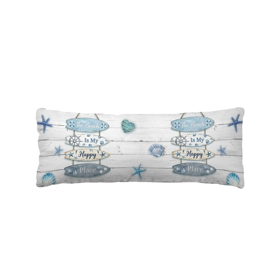 Coastal Beach Body Pillow Cover 20 x 54 Inch Decorative Pillow Cover Ocean Nautical Surfboards Starfish Wood Grain Lumbar Pillowcase Seasonal Rectangle Cushion Case for Couch Sofa Bed Living Room