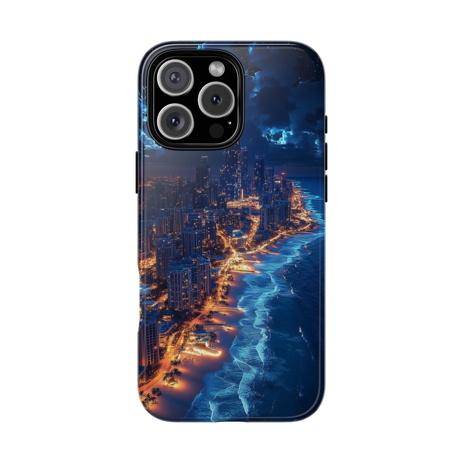 Coastal Beach City Ocean Shore Scene Case for iPhone 17 through 11 Pro ...