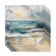 thumbnail image 1 of Coastal Beach Cloth Napkins, Abstract Oil Painting Ocean Wave Washable and Reusable Dinner Napkins Set of 4, Table Napkin for Kitchen Party Birthday Wedding Hotel Housewarming 20"x20", 1 of 8