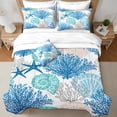 thumbnail image 1 of Coastal Beach Comforter Set Queen Size 8 Pieces Bed in a Bag Nautical Starfish coral Seashell Ocean Sea Themed Bedding, 1 of 4