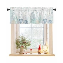 Coastal Beach Curtain Valance for Windows/Living Room/Kitchen/Bathroom/Café, Short Rod Pocket Tier Curtain Window Treatment Panel Summer Nautical Ocean Seaside Topper Curtain 42''x12''