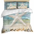 thumbnail image 1 of Coastal Beach Duvet Cover Set, Summer Retro Starfish Wave Soft Duvet Cover Queen Size Bedding Set 4 Pieces, 1 Quiltcover and 2 Pillowcases with Zipper, 1 Bed Sheet for All Seasons, 1 of 9