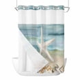 thumbnail image 1 of Coastal Beach No Hook Shower Curtain with Snap in Liner, Summer Retro Starfish Wave Double-Layer Waterproof Fabric Shower Curtains for Bathroom Hotel Bathtub, Mesh Top & Long 72"x84", 1 of 9