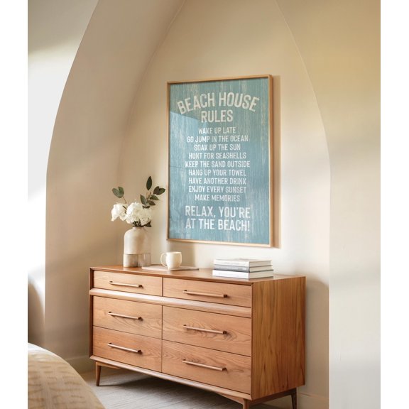 Coastal Beach House Rules Sign Vintage Light Blue Outdoor Patio Decor Home Decor Office Wall Art