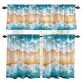 thumbnail image 1 of Coastal Beach Kitchen Curtains Sets for Windows 24 Inch Length, Modern Text Summer Ocean Wave Rod Pocket Window Treatments Tier Curtains and Valances Set for Bedroom/Bathroom, 1 of 8