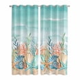 thumbnail image 1 of Coastal Beach Kitchen Curtains Window Panels, Ocean Wave Summer Sea Starfish Coral Teal Beige Insulated Window Treatment Curtain, Grommet Curtains for Bedroom/Living Room/Bathroom, 2 Piece 42"Wx84"L, 1 of 8