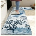 thumbnail image 1 of Coastal Beach Kitchen Floor Mat Rugs Nautical Decorative Coral Sea Turtle Kitchen Rugs Anti Fatigue Mats Non-Slip Comfort Standing Cushioned for Kitchen 17.3" 28" + 17.3" x 47" Set 2 Pcs Navy Blue, 1 of 6