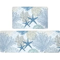 thumbnail image 1 of Coastal Beach Kitchen Mat Rugs Set 2 Pcs Anti Fatigue Mats for Kitchen Floor Ocean Theme Waterproof Non-Slip Standing Mat PVC Nautical Cushioned Mat, Coral & Starfish Design(17.3" x 28" + 17.3" x 47", 1 of 6