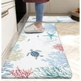 thumbnail image 1 of Coastal Beach Kitchen Rugs Set of 2 Anti Fatigue Kitchen Mat Blue Turtle Kitchen Mats For Floor Non Slip Waterproof Comfort Memory Foam Standing Mat for Office Laundry, 17.3x28+17.3x 47 inch, 1 of 6