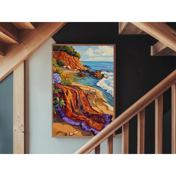 Coastal Beach Ocean Seascape Boho Bedroom Wall Art Unframed Paper Print