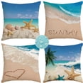 thumbnail image 1 of Coastal Beach Pillow Covers 18x18 Set of 4 Outdoor Waterproof Throw Pillow Covers Starfish Seashells Summer Decorations Cushion Case for Garden Patio Furniture (Beach), 1 of 6