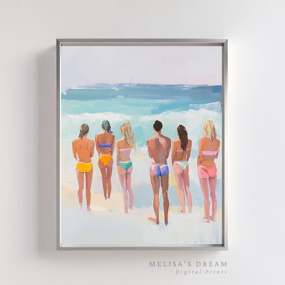 Coastal Beach Print Summer Swim Ocean View Minimalist Art, Unframed Paper Poster 8x10in