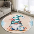 thumbnail image 1 of Coastal Beach Round Area Rug 4ft, Blue Gnomes Summer Ocean Sea Wave Starfish Beige Washable Non-Slip Circle Rugs for Bedroom Living Room Kitchen, Soft Non Shedding Circle Carpet for Dining Room Dorm, 1 of 9