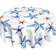 thumbnail image 1 of Coastal Beach Round Tablecloth 60 Inch Wrinkle Resistan Polyester Washable Summer Ocean Navy Blue Starfish Table Cloth Table Cover for Kitchen Dining Room Indoor Outdoor Picnic Patio Party, 1 of 6