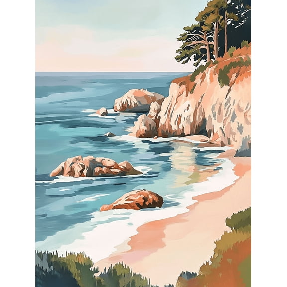 Coastal Beach Scene Canvas Painting/Wall Art Perfect for Living RoomBathroomand Hotel Decoration.