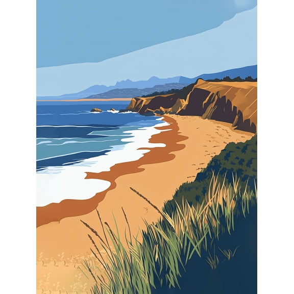 Coastal Beach Scene Canvas Print/Wall Art Perfect for Living Room Bedroom Bathroom Office and Hotel Decoration