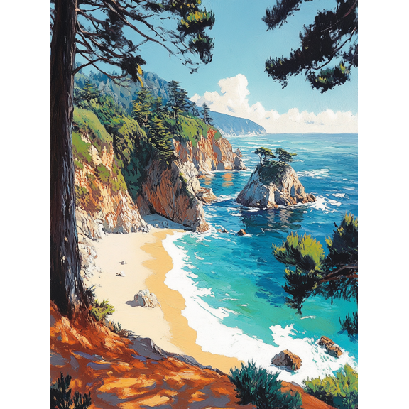 Coastal Beach Scene Canvas Wall Art Perfect for Living Room Bathroom Office and Decoration.