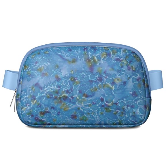 Coastal Beach Scene Fanny Pack – Watercolor and Rainbow Gradient Waist Bag in Boho Style