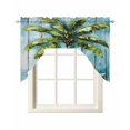 thumbnail image 1 of Coastal Beach Starfish Swag Valances for Windows, Small Curtains Drapes, Blue Green Tropical Palm Tree Wood Grain Kitchen Window Curtains Over Sink Window Treatment Valance for Bedroom 56"x36", 1 of 5