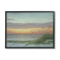 thumbnail image 1 of Coastal Beach Summer Sunset Landscape Painting Black Framed Art Print Wall Art, 1 of 7