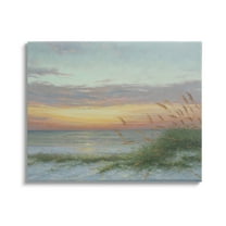 Coastal Beach Summer Sunset Landscape Painting Gallery Wrapped Canvas Print Wall Art