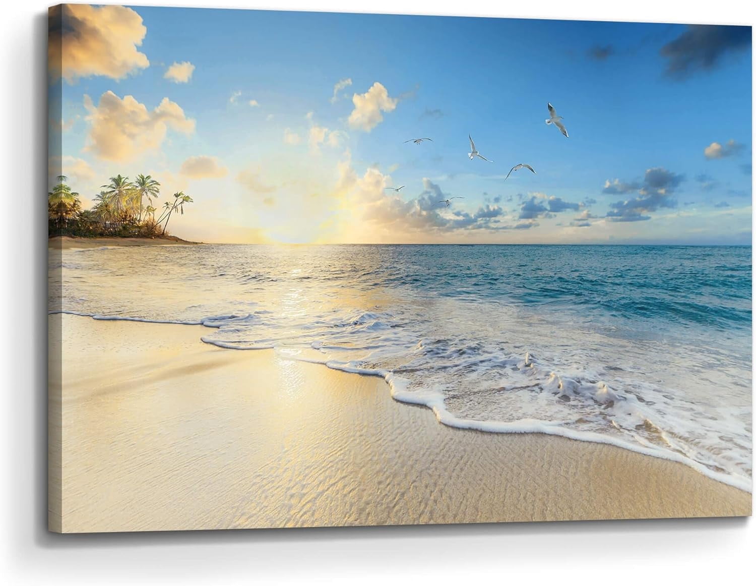 Coastal Beach Sunrise Canvas Wall Art, Ocean View Sand Dune Seascape ...