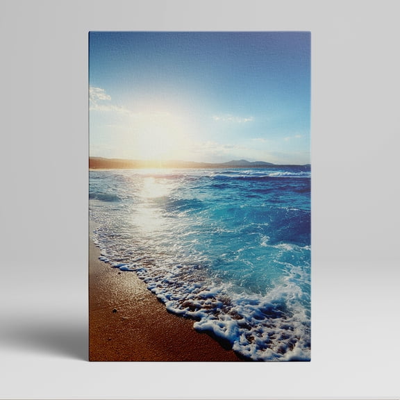 Coastal Beach Sunset Scene Canvas Wall Art